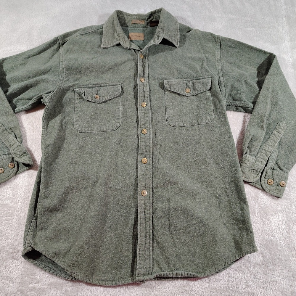 St John's Bay Flannel Shirt Men M Green Farmer Hiking Outdoor Warm Comfort